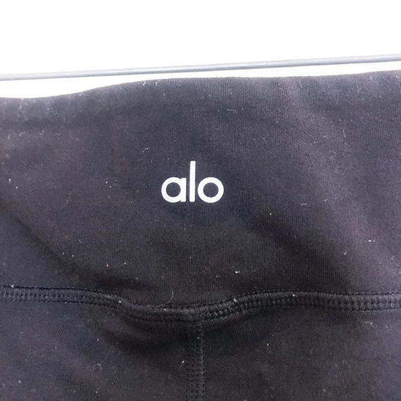 Alo Yoga Black Mesh Shine Mid Rise Cropped Compression Athletic Leggings XS - Picture 6 of 8